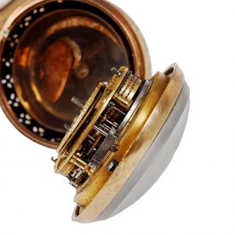 English gilt metal pair cased repeating clock watch Circa 1775