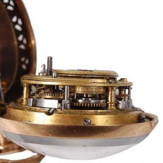 English gilt metal pair cased repeating clock watch Circa 1775