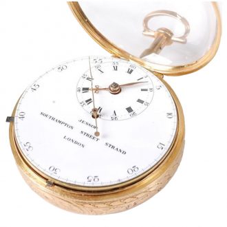 Unusual English gold quarter repeating pocket watch Circa 1787
