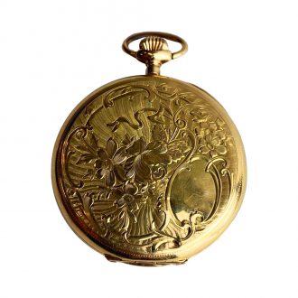 Swiss 18K gold open faced lever pocket watch Circa 1900