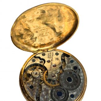 Swiss 18K gold open faced lever pocket watch Circa 1900