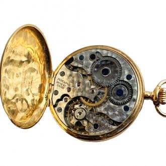 Swiss 18K gold open faced lever pocket watch Circa 1900