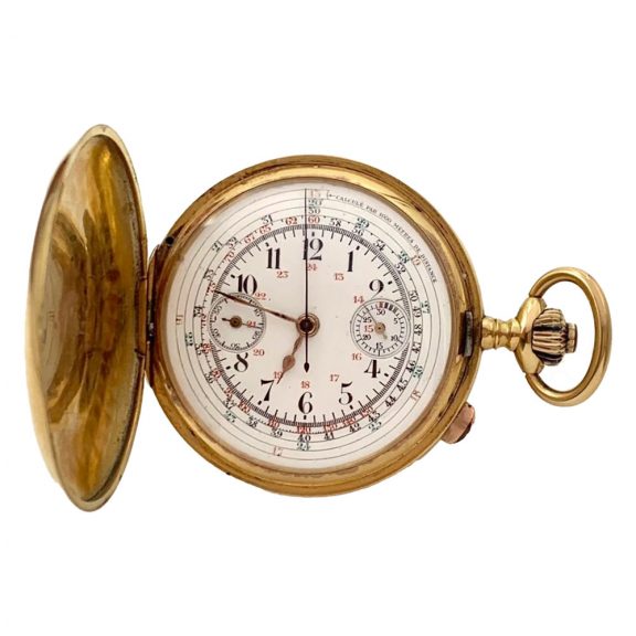 French gold full hunter chronograph telemeter watch Circa 1900