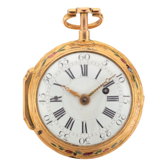 French gold and enamel quarter repeating verge Circa 1760 French gold and enamel quarter repeating verge Circa 1760