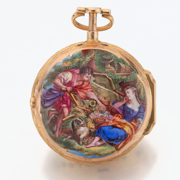 French gold and enamel quarter repeating verge Circa 1760 French gold and enamel quarter repeating verge Circa 1760