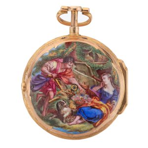French gold and enamel quarter repeating verge Circa 1760