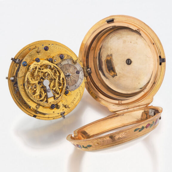 French gold and enamel quarter repeating verge Circa 1760 French gold and enamel quarter repeating verge Circa 1760