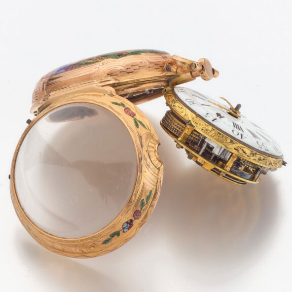 French gold and enamel quarter repeating verge Circa 1760 French gold and enamel quarter repeating verge Circa 1760