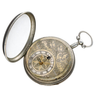 Swiss silver double dialled verge with two portraits Circa 1800