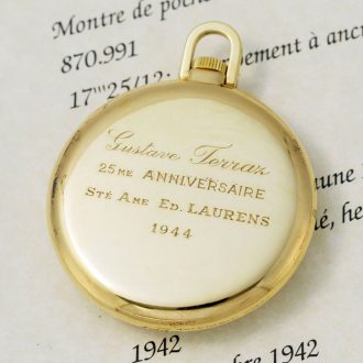 Fine Swiss 18 carat rose open faced lever watch Circa 1942