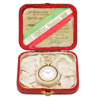 Swiss gold enamel miniature riflemen's pocket watch Circa 1898