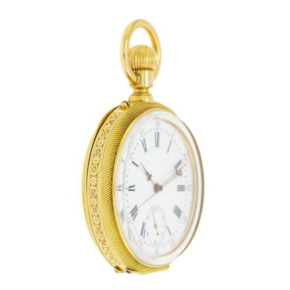 Swiss 18 carat gold open faced seconde morte watch Circa 1850 Swiss 18 carat gold open faced seconde morte watch Circa 1850