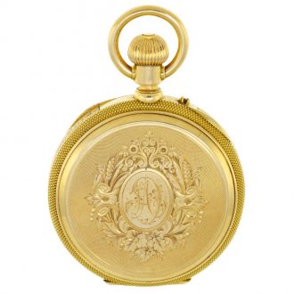 Swiss 18 carat gold open faced seconde morte watch Circa 1850