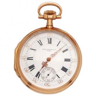 Fine Swiss 18 carat gold open faced keyless lever watch Circa 1893