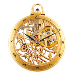 Swiss yellow gold skeletonized keyless watch Circa 1980