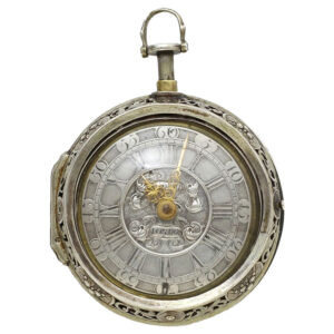 English silver pair cased repoussé verge pocket watch Circa 1725