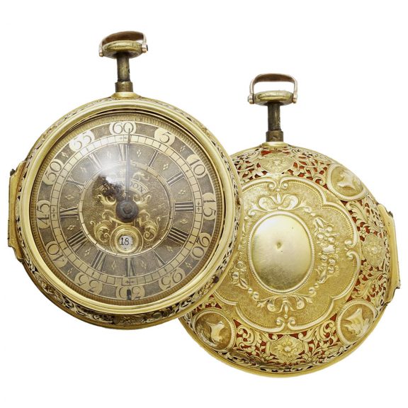 Heavy English gold pair cased verge watch with date Circa 1710 Heavy English gold pair cased verge watch with date Circa 1710