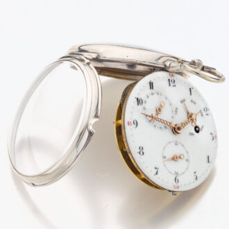 Unusual French silver verge watch with calendar Circa 1790 Unusual French silver verge watch with calendar Circa 1790