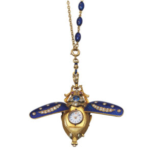 Swiss gold, enamel and diamond-set beetle-form watch Circa 1890