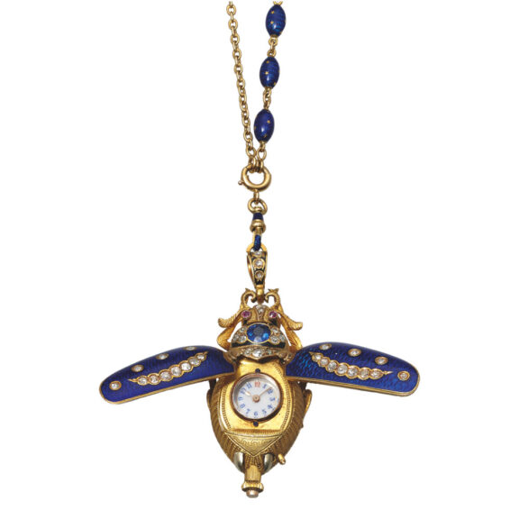 Swiss gold, enamel and diamond-set beetle-form watch Circa 1890