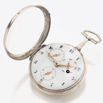 Unusual French silver verge watch with calendar Circa 1790 Unusual French silver verge watch with calendar Circa 1790