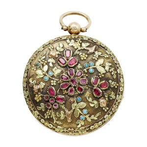 French verge in a gold, turquoise and ruby set case Circa 1830