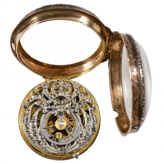Rare French 18K gold open work verge pocket watch Circa 1750