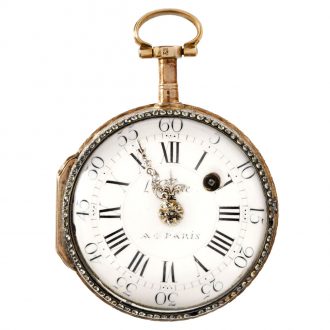 Rare French 18K gold open work verge pocket watch Circa 1750