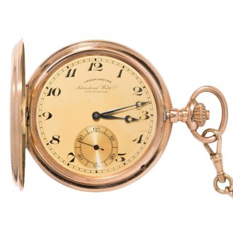 Swiss 18K gold hunting cased keyless pocket watch Circa 1914
