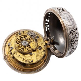 English silver quarter repeating verge pocket watch Circa 1740