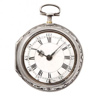 English silver quarter repeating verge pocket watch Circa 1740