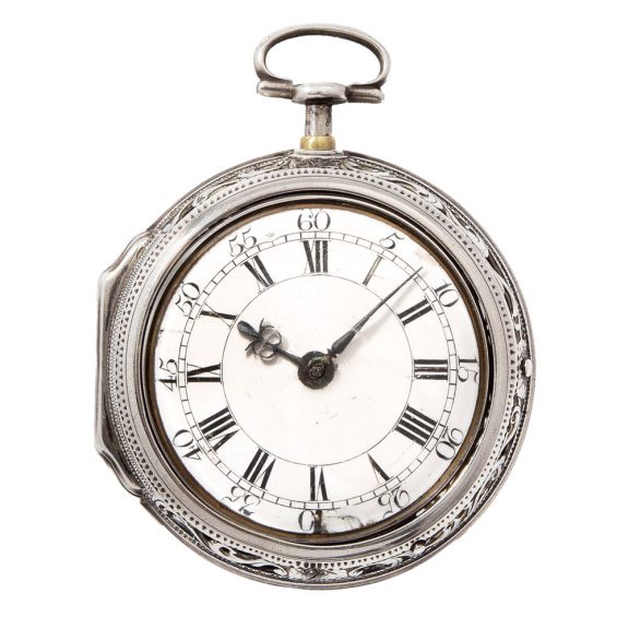 English silver quarter repeating verge pocket watch Circa 1740