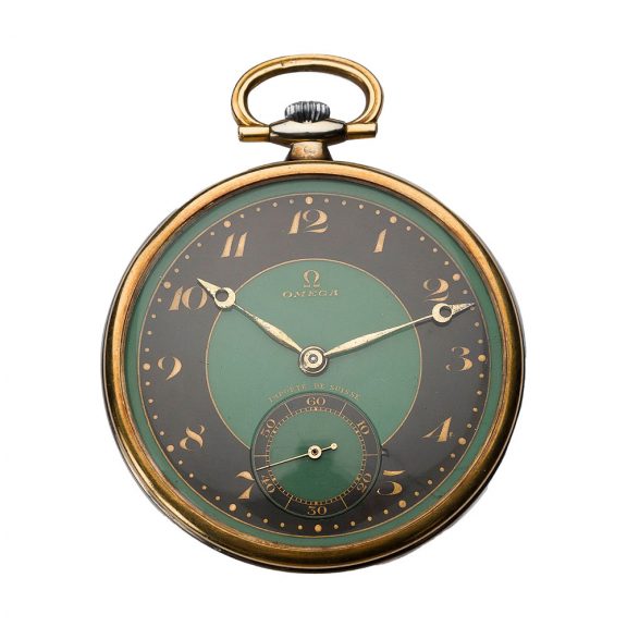 Rare Swiss 18K gold enamel Art Deco pocket watch Circa 1930