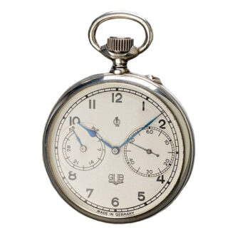Silver Glashuette deck watch with power reserve Circa 1956