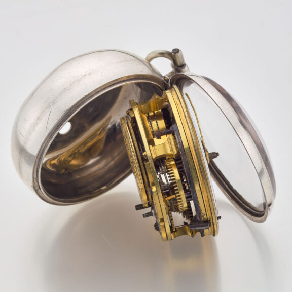 English silver verge watch with repousse scene Circa 1750 English silver verge watch with repousse scene Circa 1750