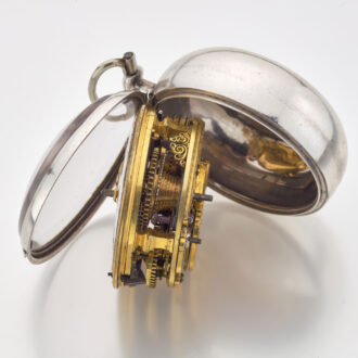 English silver verge watch with repousse scene Circa 1750