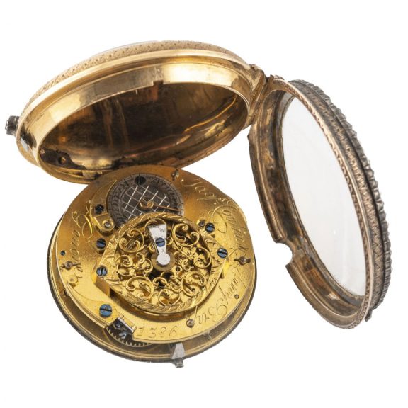 Swiss gold watch with polychrome enamel painted scene Circa 1790 Swiss gold watch with polychrome enamel painted scene Circa 1790