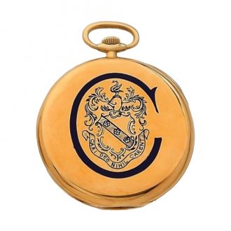Swiss 18K gold lever watch with enamel coat of arms Circa 1950
