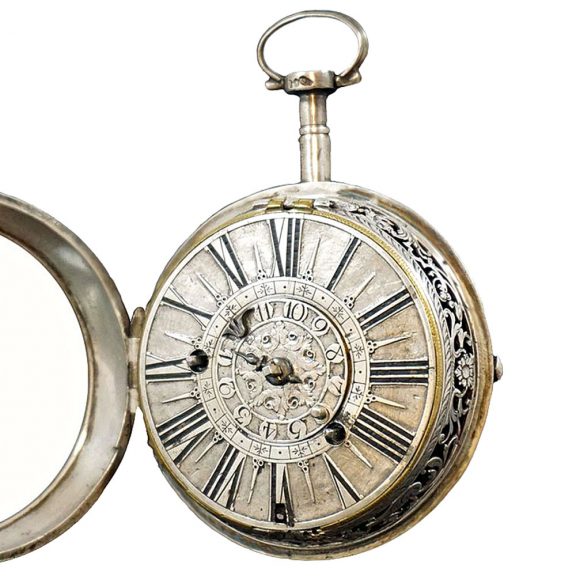 English silver oignon clock watch with alarm Circa 1695