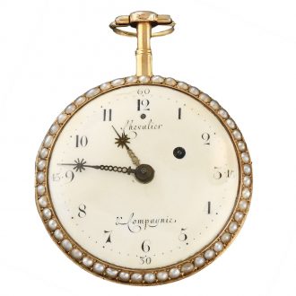 Swiss gold, enamel quarter repeating pocket watch Circa 1790