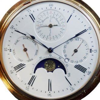 Rare Swiss perpetual calendar watch with moon phases Circa 1874