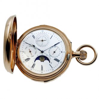 Rare Swiss perpetual calendar watch with moon phases Circa 1874