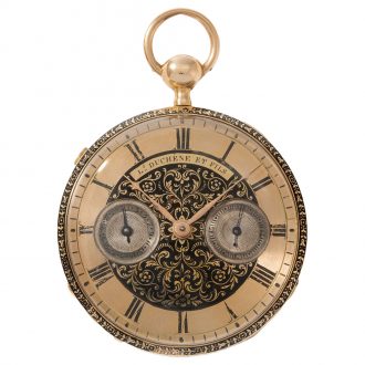 Swiss gold enamel repeating cylinder watch with date Circa 1830