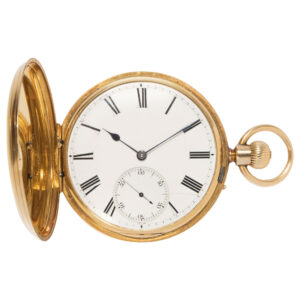English 18K gold hunting cased presentation watch Circa 1880