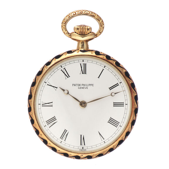 Swiss champlevé enamel lady’s pendant watch with box Circa 1983