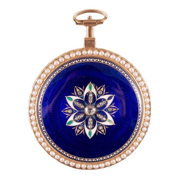English decorative gold and enamel verge watch Circa 1800