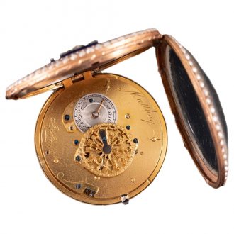 English decorative gold and enamel verge watch Circa 1800