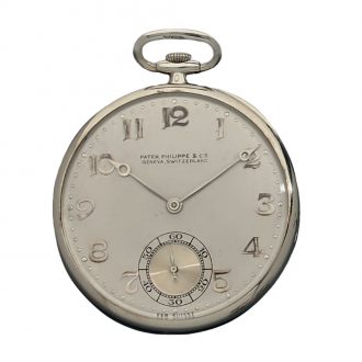 Swiss 18K white gold keyless pocket watch Circa 1922