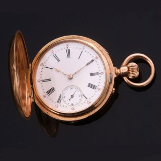 French 18K gold half hunter lever pocket watch Circa 1875