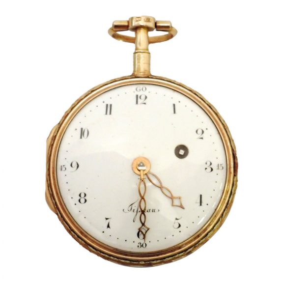 French open faced pocket watch in three shades of gold Circa 1795 French open faced pocket watch in three shades of gold Circa 1795